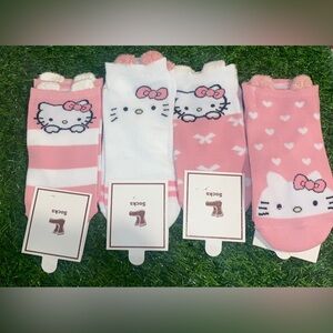 Hello Kitty Striped and Heart Pattern Socks